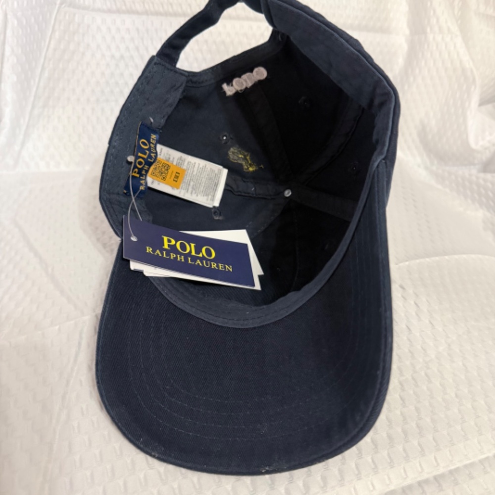 MEN'S VINTAGE POLO RALPH LAUREN MULTICOLOR LOGO NAVY BLUE CAP M/L - Picture 4 of 4